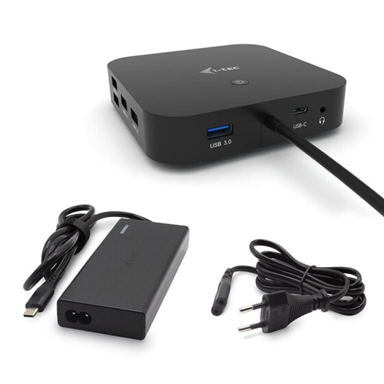 i-tec USB-C Dual Display Docking Station with Power Delivery 65W + Universal Charger 77 W - Wired - USB 3.2 Gen 1 (3.1 Gen 1) Type-C - 65 W - 3.5 mm - 10,100,1000 Mbit/s - Black