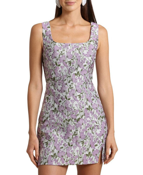 Women's Brocade Square-Neck Mini Dress