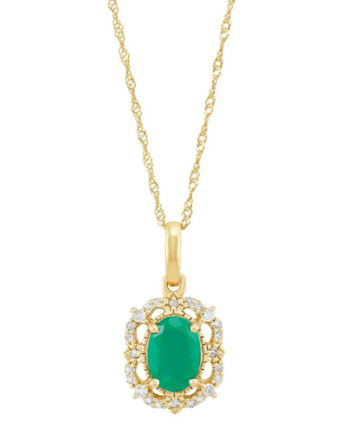 Sapphire (1 ct. t.w.) & Diamond (1/10 ct. t.w.) Pendant 18" Necklace in 14k Yellow Gold (Also Available in Ruby & Emerald)