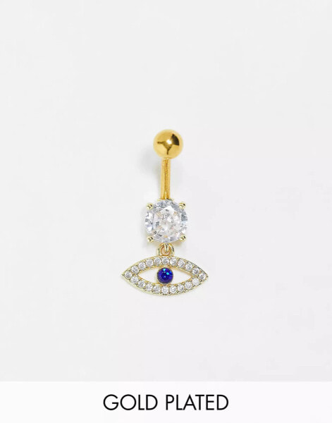 Kingsley Ryan gold plated evil eye belly bar