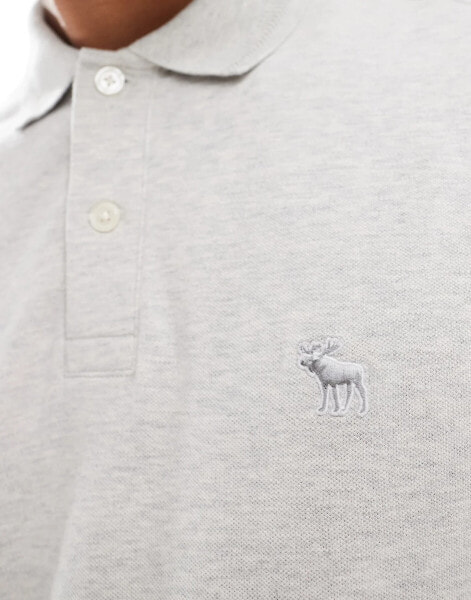 Abercrombie & Fitch elevated icon logo tipped pique polo in grey marl