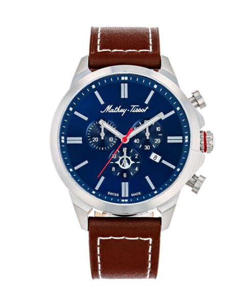 Men's Field Scout Collection Chronograph Brown Genuine Leather Strap Watch, 45mm