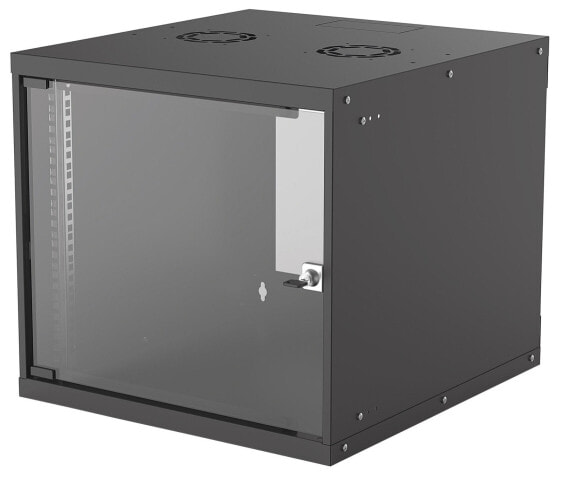 Intellinet Network Cabinet - Wall Mount (Basic) - 9U - Usable Depth 500mm/Width 485mm - Black - Flatpack - Max 50kg - Glass Door - 19" - Parts for wall installation (eg screws and rawl plugs) not included - Three Year Warranty - Wall mounted rack - 9U - 50 kg - 13.2