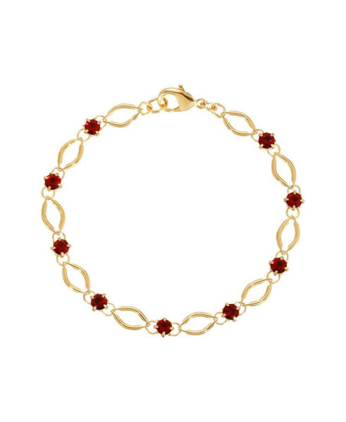 Red Crystal Gold-Tone Link Bracelet