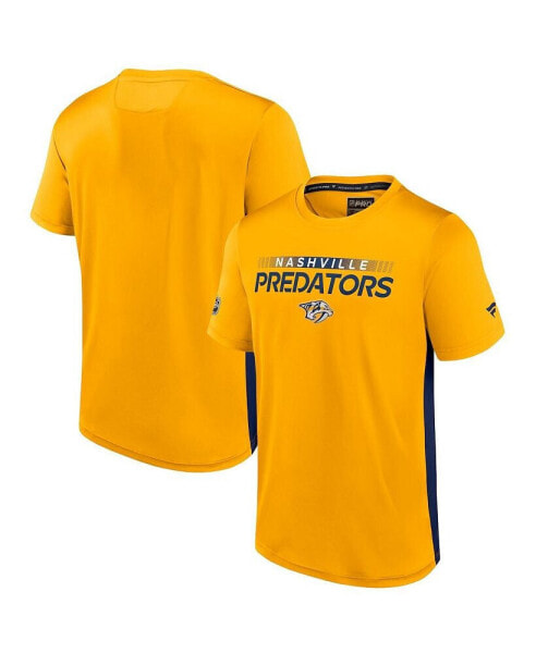 Men's Gold, Navy Nashville Predators Authentic Pro Rink Tech T-Shirt