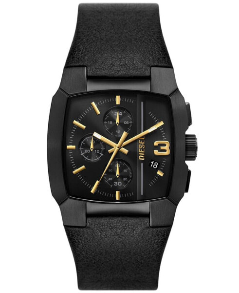 Men's Cliffhanger Chronograph Black Leather Watch 40mm