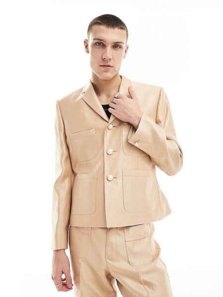 ASOS DESIGN slim suit jacket in gold