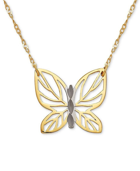 Italian Gold butterfly 17" Pendant Necklace in 10k Gold