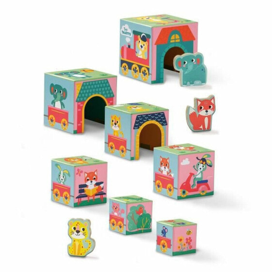 Игровой набор SES Creative Block tower to stack with animal figurines 10 Pieces (Кубики для стопки с фигурками животных)