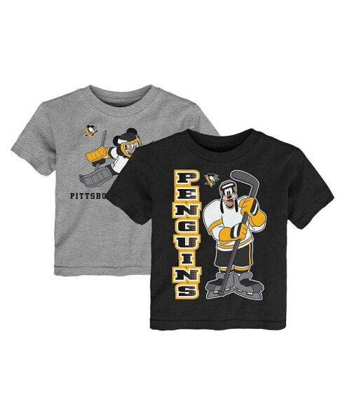 Toddler Black/Heather Gray Pittsburgh Penguins Two-Pack Disney Offense Only T-Shirt Set