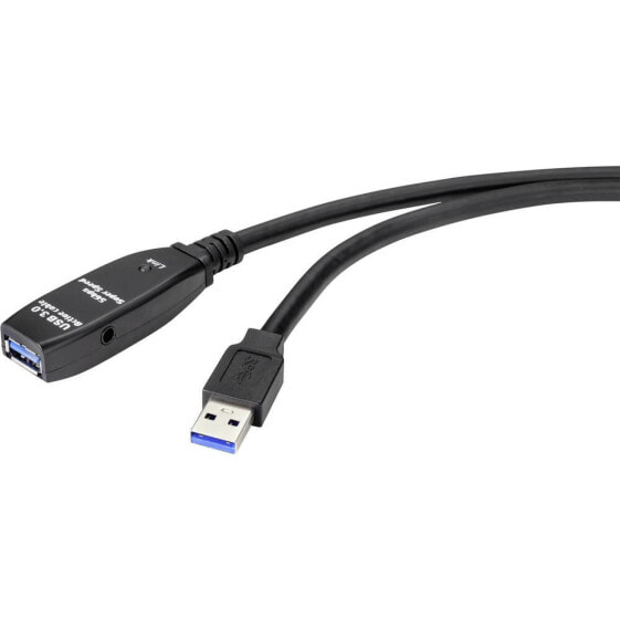 Renkforce RF-4598346 - 10 m - USB A - USB A - USB 3.2 Gen 1 (3.1 Gen 1) - 5000 Mbit/s - Black