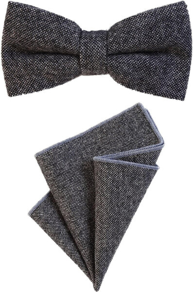 DonDon Men's Adjustable Bow Tie with Cotton Pocket Square