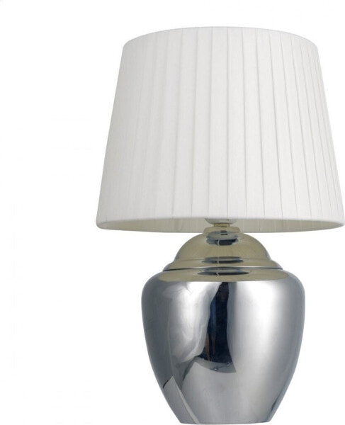 Lampa stołowa Platinet PLATINET TABLE LAMP LAMPA STOŁOWA SILVER BASE, WHITE SHADE, H35 [45690]