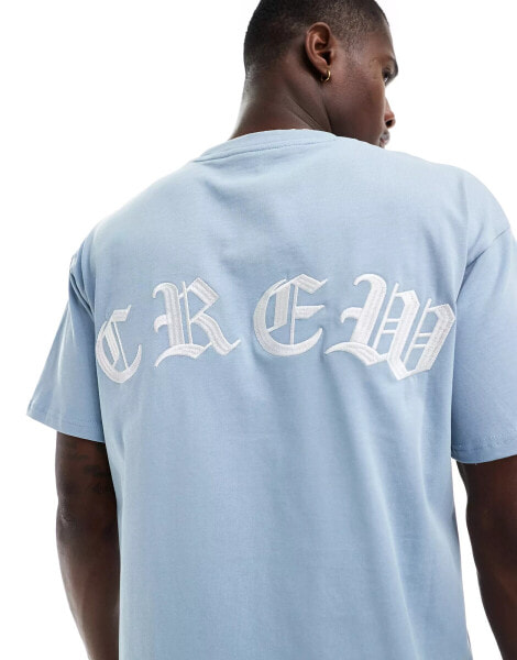 Sixth June oversized crew embroidered t-shirt in light blue