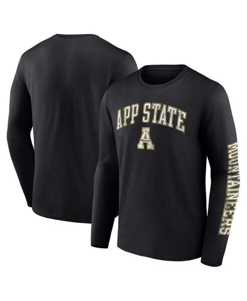 Men's Black Appalachian State Mountaineers Distressed Arch Over Logo Long Sleeve T-shirt