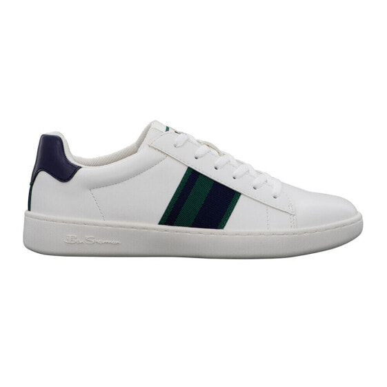 Ben Sherman Hampton Stripe Lace Up Mens White Sneakers Casual Shoes BSMHAMPSV-1