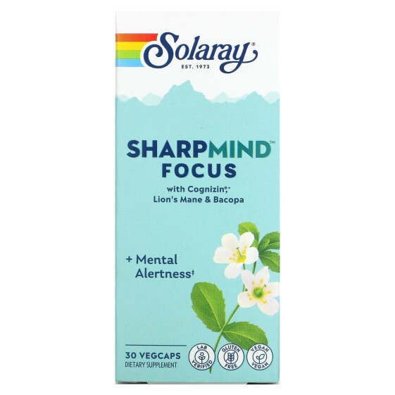 Solaray, SharpMind Focus, средство для улучшения концентрации внимания, 30 растительных капсул