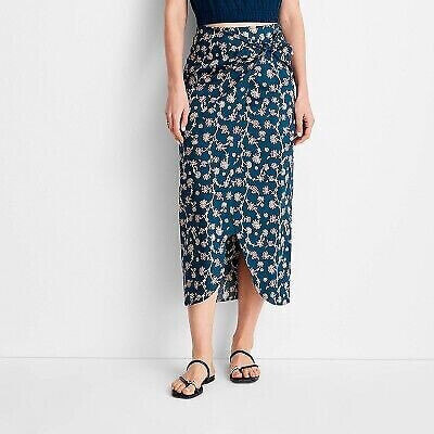 Women's Floral Print Side-Tie Sarong Midi Skirt - Future Collective with Jenny