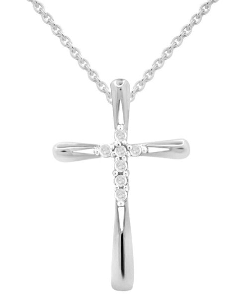 Diamond Cross 18" Cross Pendant Necklace (1/10 ct. t.w.) in Sterling Silver