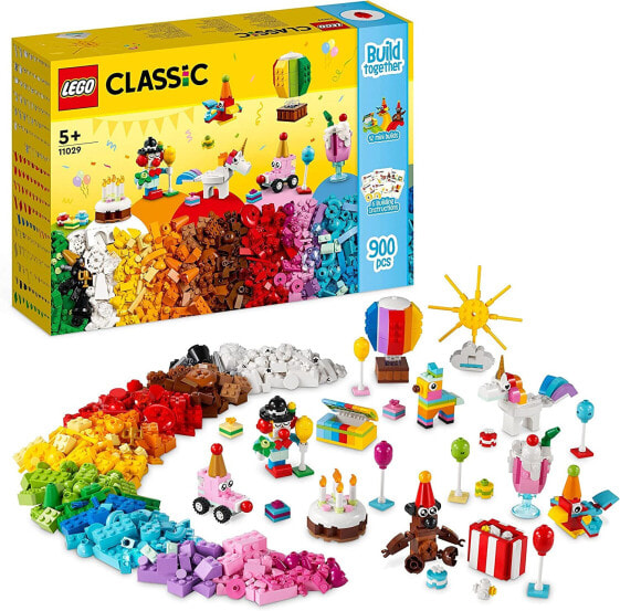LEGO 11029 Classic Party Creative Building Set Building Blocks Box, Family Games to Play Together, Contains 12 Mini Building Blocks: Teddy Bear, Clown, Unicorn, Fun for All Ages 5+