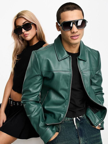 AJ Morgan retro hexagonal aviator sunglasses in green 