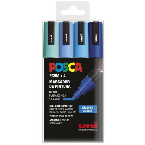 Набор маркеров для рисования POSCA PC-5M Синий Multicolour 4 Предмета