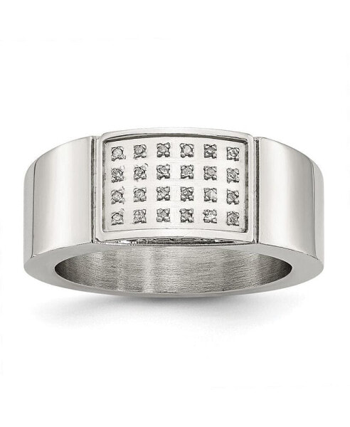 Stainless Steel Polished Cubic Zirconia Band Ring