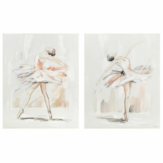 Картина DKD Home Decor 80 x 3,7 x 100 cm Балерина романтик (2 штук)