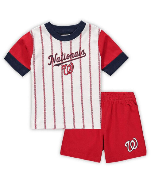 Infant Boys and Girls White, Red Washington Nationals Position Player T-shirt and Shorts Set