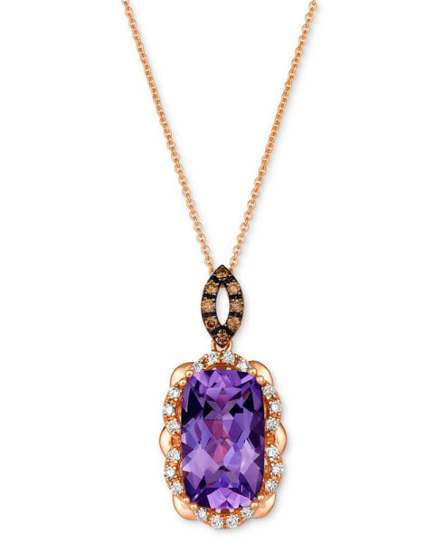 Grape Amethyst (5-1/10 ct. t.w.) & Diamond (1/3 ct. t.w.) Pendant Necklace in 14k Rose Gold, 18" + 2" extender