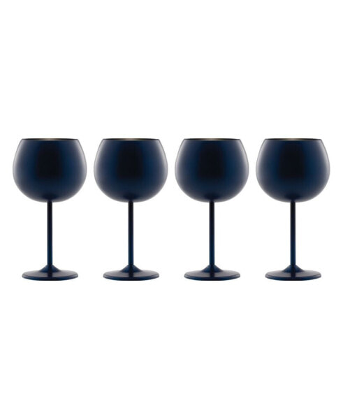 12 Oz Navy Stainless Steel Red Wine Glasses, Set of 4