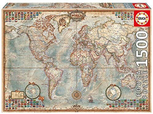 EDUCA BORRAS Puzzle 1500 Pieces Political World Map