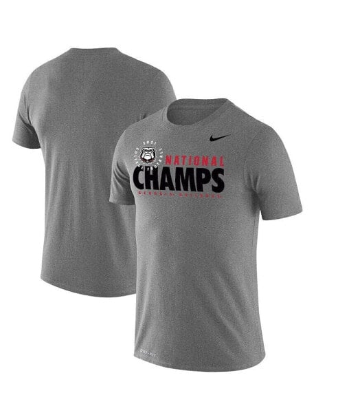 Men's Heathered Gray Georgia Bulldogs College Football Playoff 2021 National Champions Stack Performance T-shirt