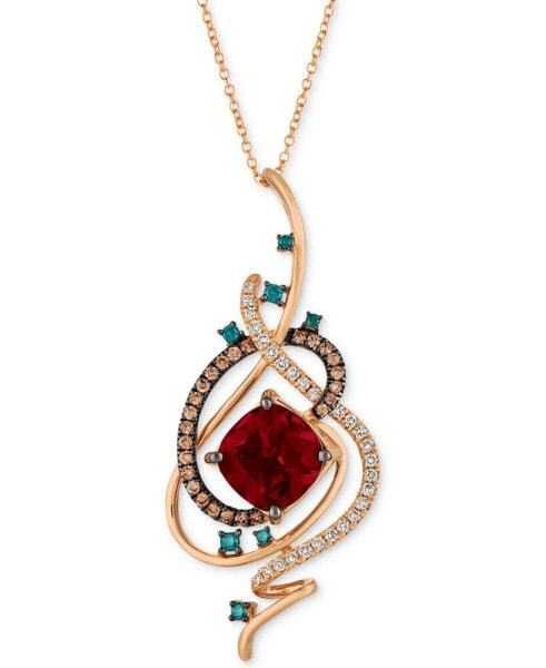 Le Vian exotics® Crazy Collection® Pomegranate Garnet™ (4-1/2 ct. t.w.) & Diamond (3/4 ct. t.w.) 18" Pendant Necklace in 14k Rose Gold