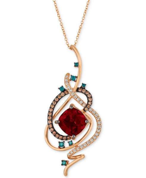 Exotics® Crazy Collection® Pomegranate Garnet™ (4-1/2 ct. t.w.) & Diamond (3/4 ct. t.w.) 18" Pendant Necklace in 14k Rose Gold