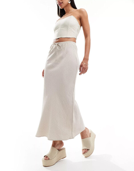 New Look drawsting midi skirt in stone