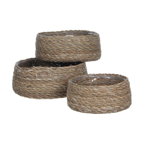 Basket Mica Decorations Set Brown wicker