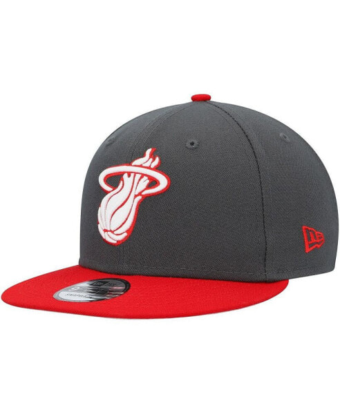 Men's Charcoal, Scarlet Miami Heat Two-Tone Color Pack 9FIFTY Snapback Hat