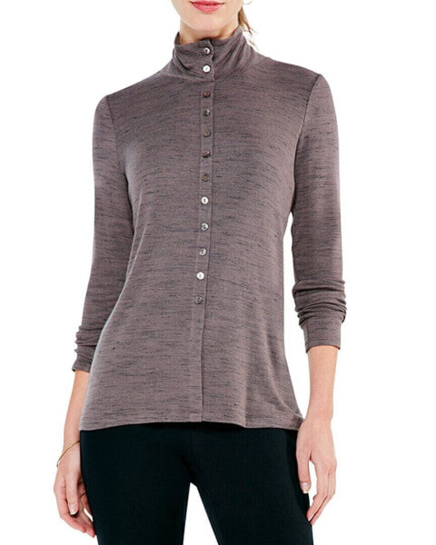 Nic+Zoe Petite Spacedye Button Turtleneck Women's