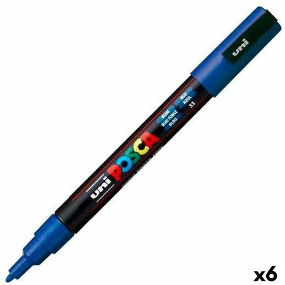Шариковая ручка POSCA PC-3M Синяя 6 штук