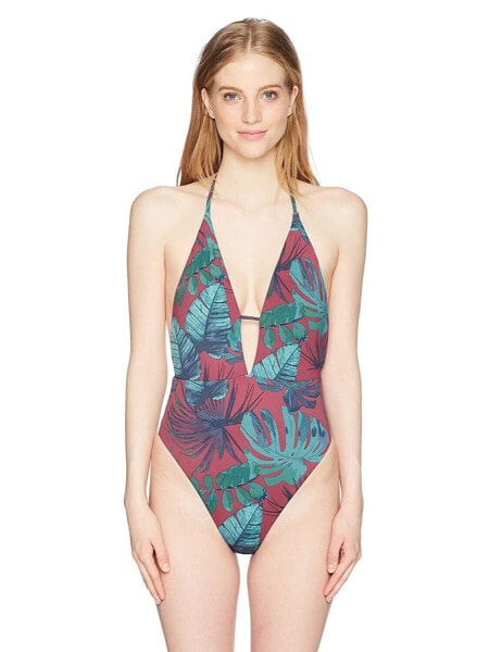 Bikini Lab Junior's Why Can't We Be Fronds Plunge One Piece Swimsuit Sz. M