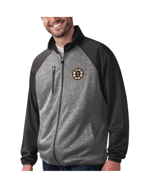 Men's Black Boston Bruins Runners Raglan Full-Zip Track Jacket