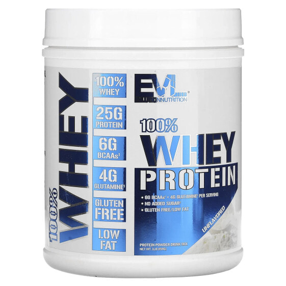 EVLution Nutrition, 100% сывороточный протеин, без добавок, 454 г (1 фунт)