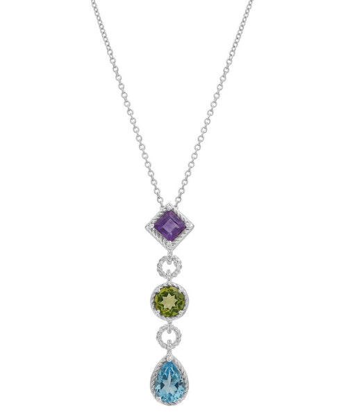 Macy's multi-Gemstone (1 ct. t.w.) 18" Lariat Necklace in Sterling Silver
