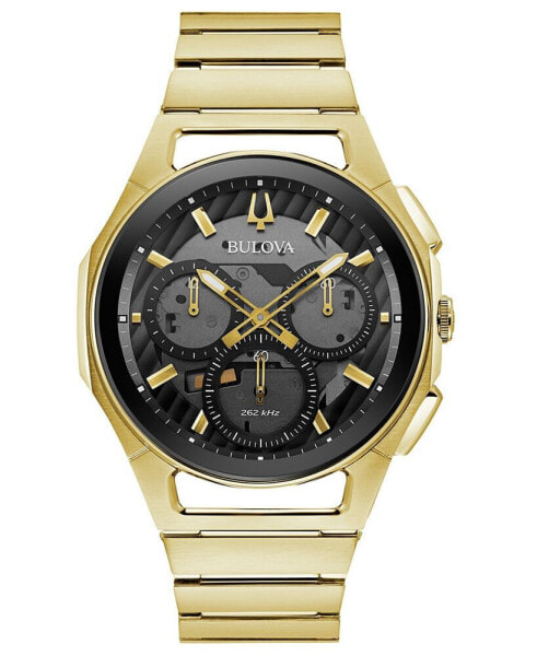 Men's Chronograph Curv Progressive Sport Gold-Tone Stainless Steel Bracelet Watch 44mm