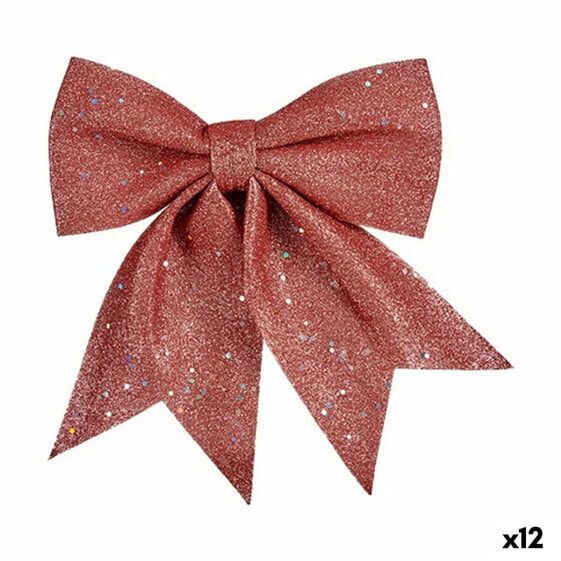 Новогоднее украшение Бант 20,5 x 3 x 25,5 cm Розовый полистирол (12 штук)