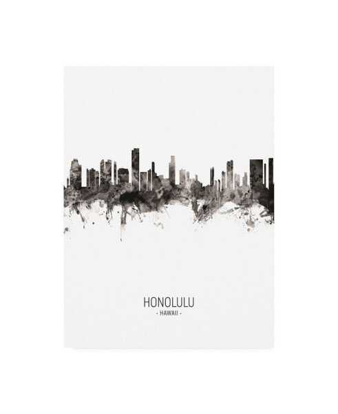 Michael Tompsett Honolulu Hawaii Skyline Portrait II Canvas Art - 27" x 33.5"