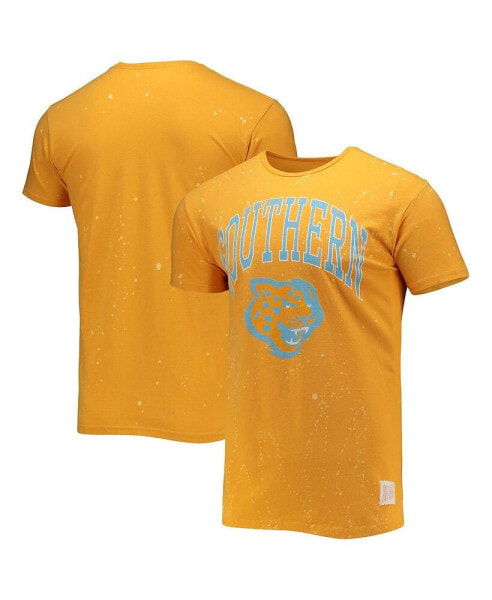 Men's Gold Southern University Jaguars Bleach Splatter T-shirt