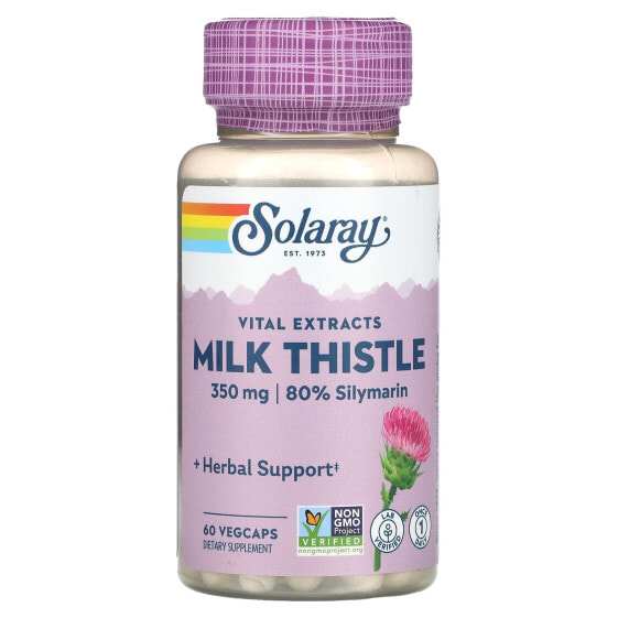 Витамины для печени SOLARAY Молочный Чертополох Экстракты, 350 мг, 60 капсул