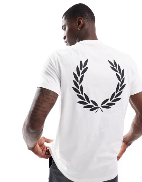 Fred Perry rear powder laurel t-shirt in white